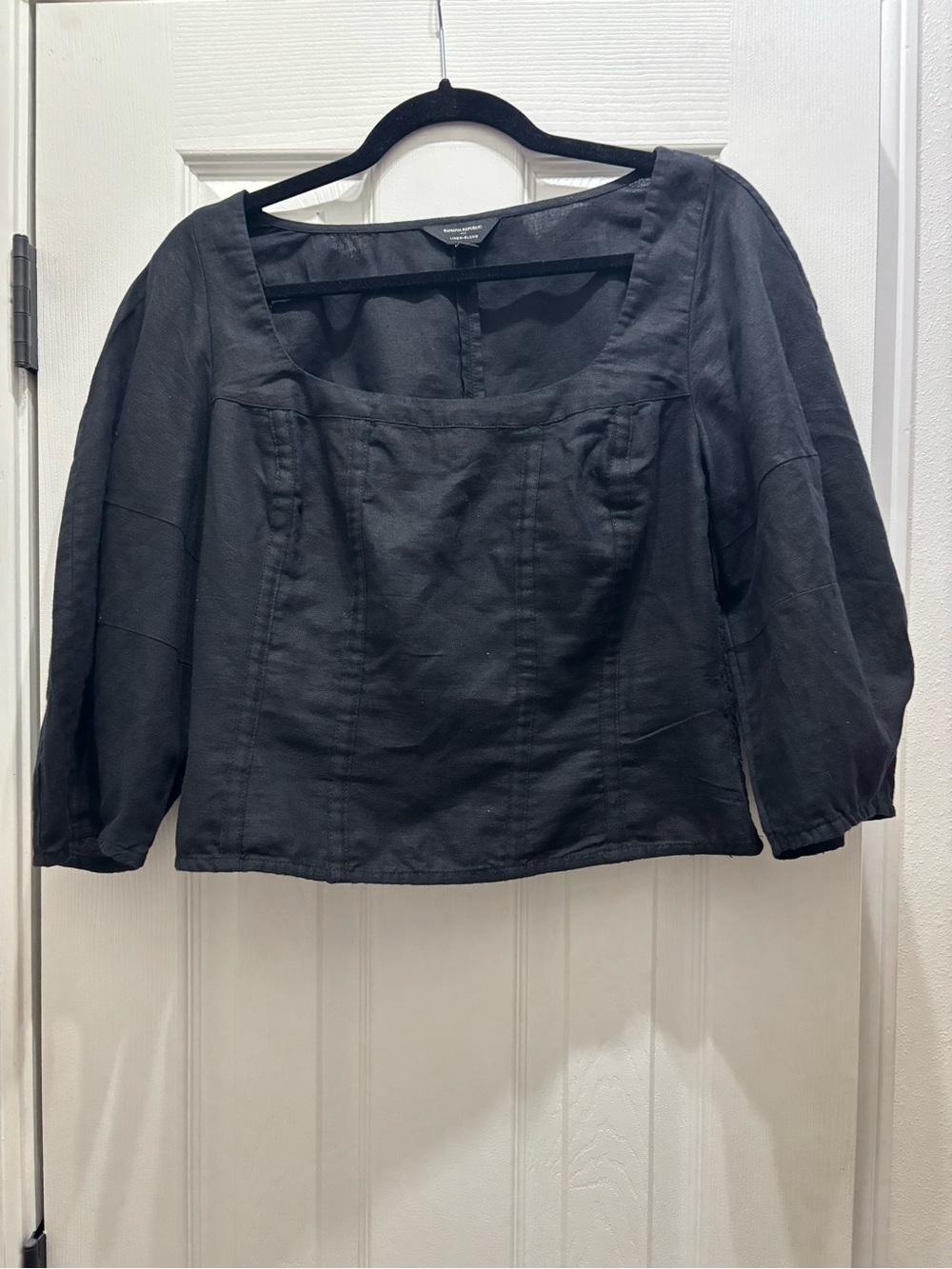 Banana Republic Black Linen-Blend Top